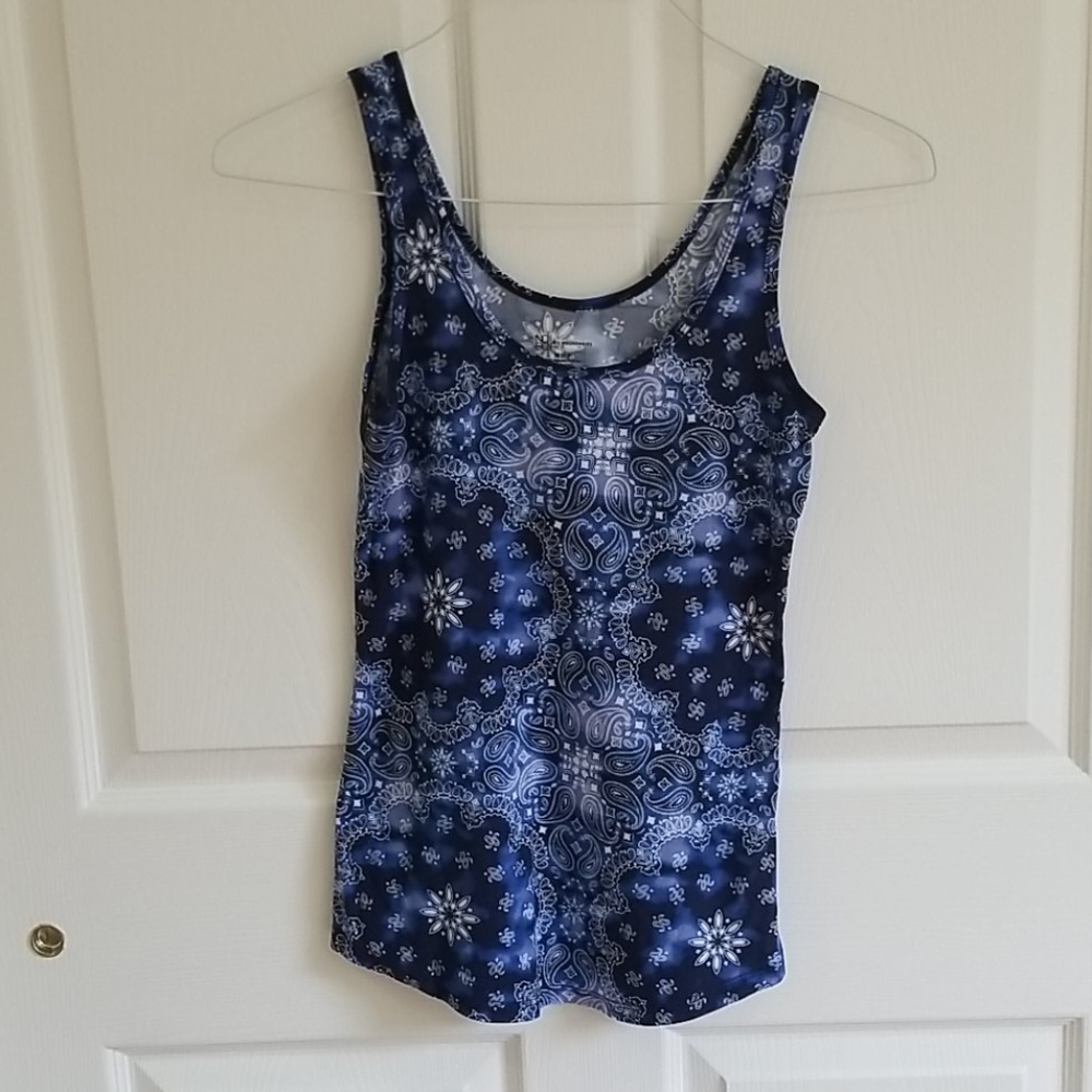 Blue Paisley Tank Top